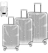 Yotako 3 Pieces Clear PVC Suitcase Cover Protectors 20" 24" 28" Luggage Cover for Wheeled Suitcase