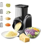Electric Cheese Grater, Rotary Vegetable Slicer with 4 Interchangeable Drum Blades, Multifunction...
