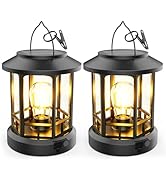 2 Pack Sloar Lanterns Outdoor Waterproof, Hanging Solar Lights with Clip Adjustable Brightness, R...
