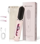 ZM ZHEMEI Cordless Hair Straightener Brush, Portable Hair Straightener with Cooling Mode, Negativ...