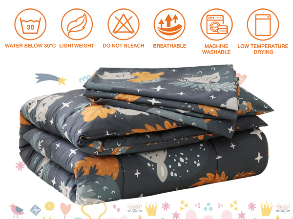 4 Piece Navy Blue Owl Toddler Bedding Set