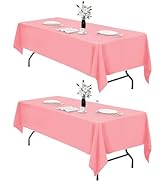 IVAPUPU 2 Pcs Table Cloth for Rectangle 60 x 102 Inch - Blush Pink Tablecloths Rectangular Table ...