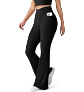 CHARMKING Flare Leggings for Women with Pocket Crossover Flare Leggings High Waisted Tummy Contro...