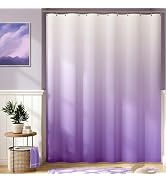 jinchan Ombre Lilac Purple Shower Curtain for Bathroom Waterproof Fabric Gradual Color Design Sho...