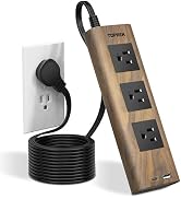 TOPREK Power Strip Surge Protector (1800J), 10 FT Flat Extension Cord with Ultra Thin Flat Plug, ...