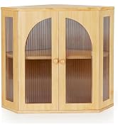 Thalomely Corner Bread Box for Kitchen Countertop, Double Layer Bamboo Bread Storage Container fo...