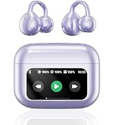 Clip On Ear Headphones, Open Ear Earbuds Wireless Bluetooth 5.4, Clip On Earbuds with LCD Touchsc...