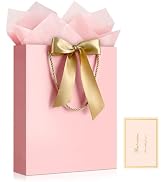 JMANNI Gift Bag, 1PCS Gift Bags Large with Ribbon and 1 Greeting Cards 2 Tissue Paper, Portable P...