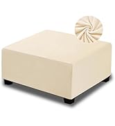 NeColorLife Velvet Ottoman Cover Square, Stretchable Footrest Stool Slipcover with Elastic Band f...