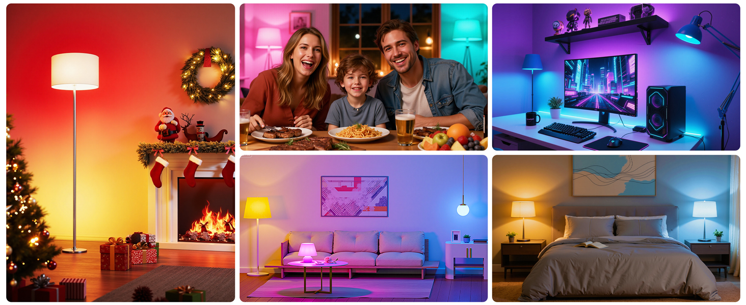 Auxmir smart bulb perfect for holiday, family dinner, gaming room, living room and bedroom ambiance