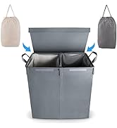 MCleanPin Double Laundry Hamper with Lid,Laundry Basket Organizer with Removable Bags, Foldable D...