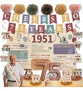 75th Birthday Decorations for Women Men Vintage 1951 Party Decor Banner Hanging Swirls Retro 75th...