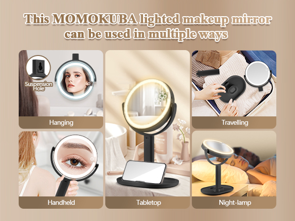 cosmetic mirror with light and magnification
