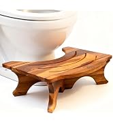 Dynamic-top U-Shaped Teak Wood Toilet Stool for Adults, Stool Bathroom Foot Rest, Ergonomic Curve...