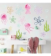 Under The Sea Jellyfish Bubbles Wall Stickers,Under The Sea Ocean Wall Decals,Removable Vinyl Und...
