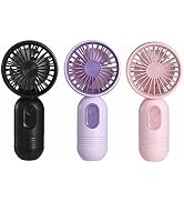 Mini Portable Fan 3 Pack, Cute Handheld Fan Battery Operated Lightweight Small Personal Fan with ...