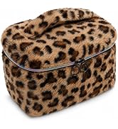 imerelez Plush Travel Makeup Bag Toiletry bag for Women Soft Fluffy Cosmetic Bag Portable Foldabl...