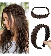 CJL HAIR 2PCs Braided Headbands Hair Piece for Women Synthetic Hair Hoops Head Bands Handmade Bra...