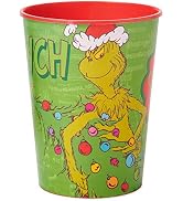 American Greetings 8-Count 16 oz. Reusable Plastic Cups, The Grinch Christmas Party Supplies