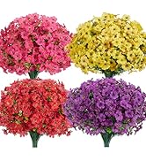 InnoGear Artificial Flowers for Outdoors, 12 Bundles UV Resistant Fake Silk Flowers for Outside F...