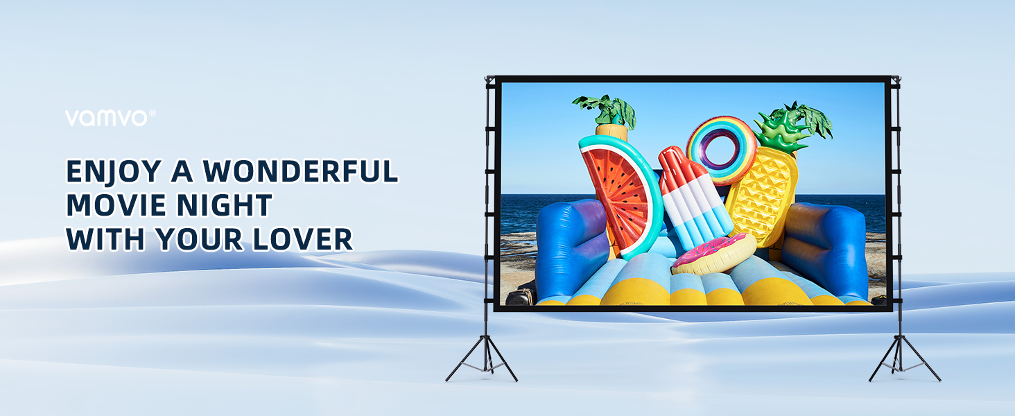 vamvo Projector Screen with Stand 120 inch