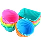 IPOW 24 Pack Silicone Cupcake Baking Cups Reusable Food-Grade BPA Free Non-Stick Muffin Liners Mo...