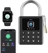 eLinkSmart Fingerprint Padlock Outdoor, Heavy Duty Smart Lock with Bluetooth APP Remote Authoriza...
