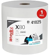 WypAll PowerClean X80 Cloths Heavy Duty Wipes (41025), Jumbo, Extended Use Towels, White (1 Roll ...