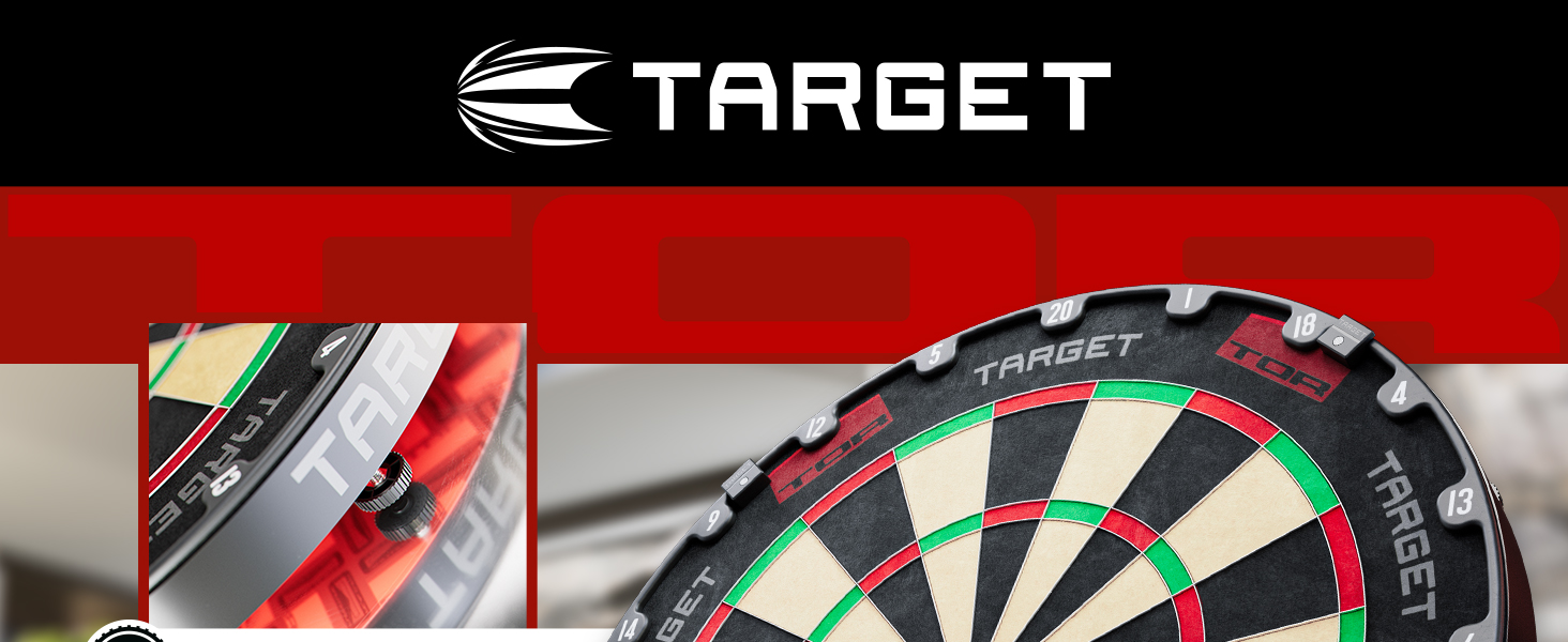 Target Darts TOR Dartboard Steel Tip Dart Modern Rotational Number Ring Premium Sisal Thin Wire