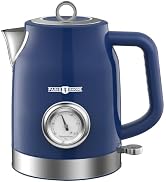 PARIS RHÔNE Retro Stainless Steel Electric Kettle, 1.7L Cordless Hot Water Tea Kettle with Thermo...