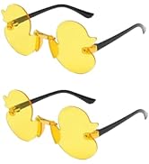 SelHeng 2Pcs Yellow Cartoon Little Duck Personality Frameless Sunglasses Copy Tide Sunshade Sungl...