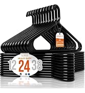 HOUSE DAY Heavy Duty Plastic Hangers 24 Pack - Thick Black Clothes Hangers | 20 lb Capacity, Stur...
