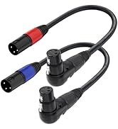 Jozzai Right Angle XLR Cable 1FT, 2Pack, Black, Straight Male to 90 Degree Female Microphone Cabl...