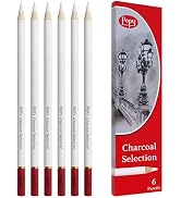 Pepy Professional White Charcoal Pencil Set – Set of 6 Pre-Sharpened White Charcoal Pencils; Perf...