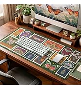 iCasso Vintage Desk Cover Mat, XXL Large Butterfly Mouse Pad,Desk Matt for Desktop Protector, Ant...