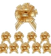 AimtoHome Small Pull Bows, 10 PCS 4 Inch Gold Gift Bows for Wrapping,Basket, Wedding,Birthday Par...