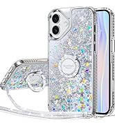 Silverback for iPhone 17 Case, Moving Liquid Holographic Sparkle Glitter Case with Kickstand, Gir...