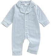 Kuriozud Baby Girl Boy Romper Pajamas Fall Winter Long Sleeve Button Down Pjs Newborn Infant Lape...