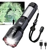 Flashlight Rechargeable High Lumens, 1,500,000L Super Bright LED Tactical Flashlights, High Power...