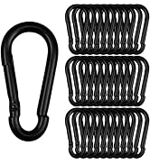 30 Pcs 3" Heavy Duty Spring Snap Hook Carabiners, M8 5/16" Galvanized Steel Black Carabiner Clip,...