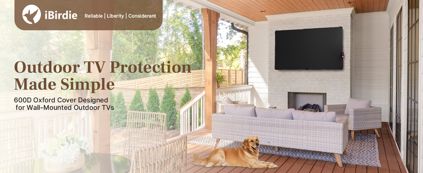 Outdoor TV Cover for Wall-Mounted TVs with 600D Oxford Protection