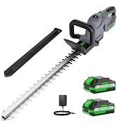 WORFCI 20-Inch Cordless Hedge Trimmer (Includes 2 Batteries and Charger), Electric Handheld Bush ...