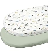 Gllquen Baby Bassinet Sheets 2 Pack, 100% Organic Cotton Bassinet Fitted Sheets for Girls Boys, S...