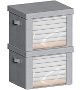 Clothes Storage Bins with Foldable Metal Frame - 36L Large Capacity Stackable Linen Fabric Organi...