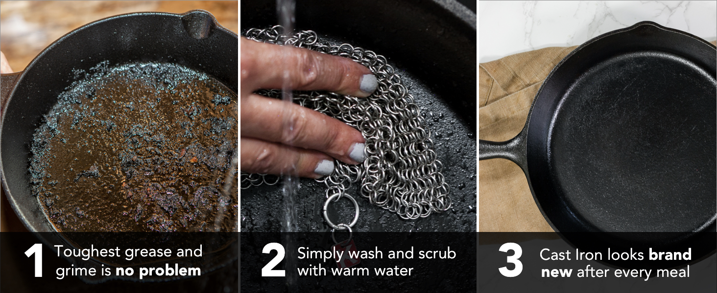 Chainmail Scrubber steps how to use