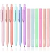 Piochoo Highlighters and Gel Pens,6Pcs Pastel Colors Bible Highlighters and 6Pcs Black Ink Pens f...