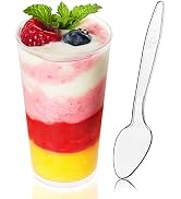 Zezzxu 50 Pack 3 oz Dessert Cups with Spoons, Mini Shooter Cups for Desserts, Small Plastic Shot ...