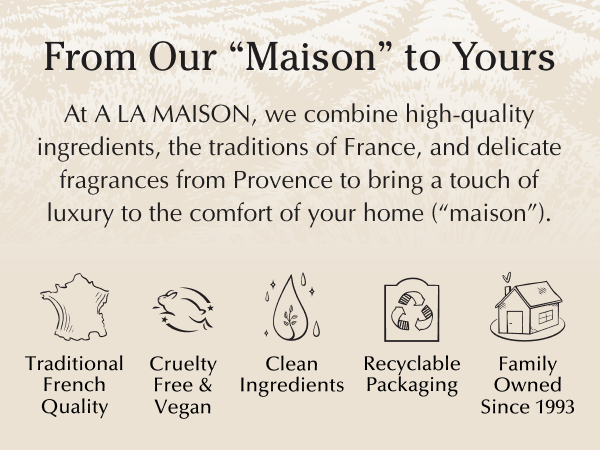 A La Maison Liquid Soap French Triple Milled Traditional Marseille gentle long last refined scent