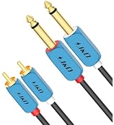 J&D Dual 1/4 inch TS to Dual RCA Stereo Audio Interconnect Cable, RCA to 1/4 Cable Gold Plated Co...