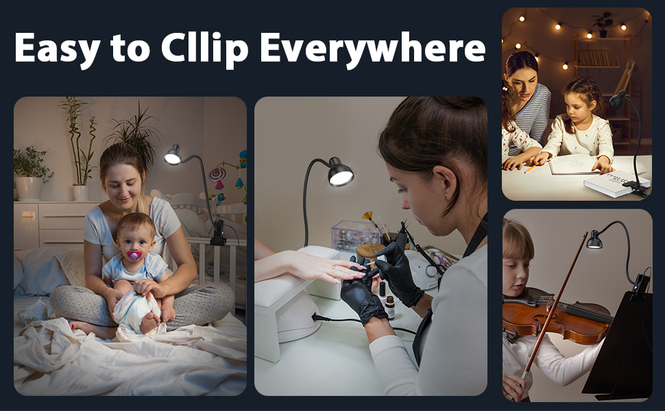 LED Desk Lamp Clip On Reading Light Book Light for Reading in Bed